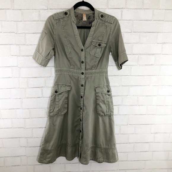 Anthropologie Dresses & Skirts - Maeve - Anthropologie Pale Green Khaki Cargo Dress